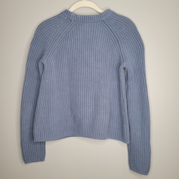 Quince Sweater Women Sz XS Blue Cable Organic Cotton Fisherman Crew Sustainable - Picture 3 of 10